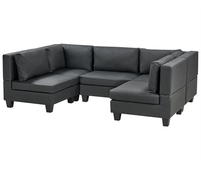 Beliani Sofá modular Piel sintética UNSTAD Negro