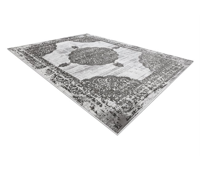 Alfombra LIRA E1468 Rosetón estructural moderna glamour 120x170 Blanco/ Gris