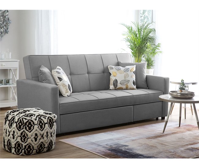 Beliani Sofá de 3 plazas Poliéster GLOMMA Gris Claro