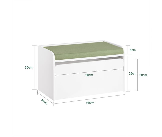 Organizador de Juguetes Banco para niño SoBuy KMB80-W Blanco