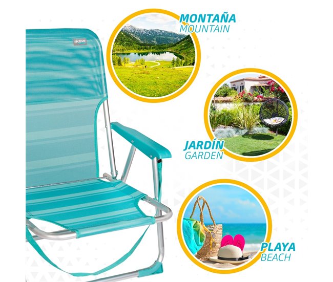 Silla plegable fija aluminio Aktive Beach - mediterráneo Azul