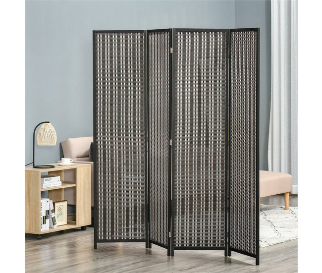 Biombo de Bambú Bambú, Madera de Pino HOMCOM, hogar - decoración Multicolor