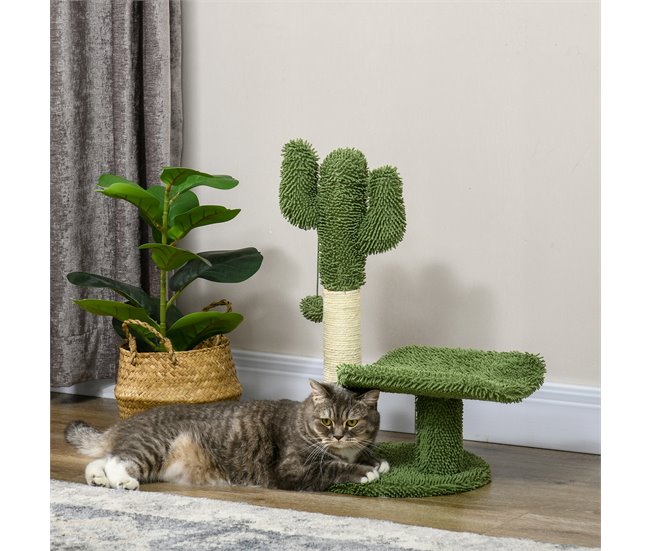 Árbol para Gatos Aglomerado de Madera, Chenilla, Sisal, Algodón Verde