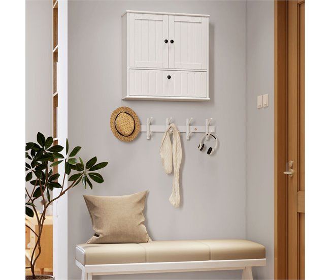 Armario de Pared MDF HOMCOM, hogar - baño Blanco