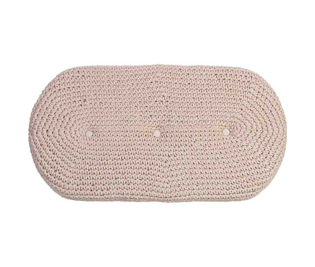 Banqueta de madera y algodón Beige