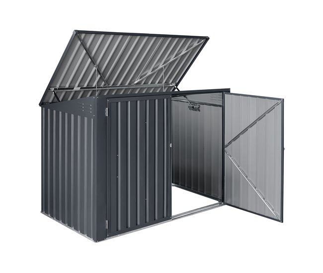 Cobertizo para 2 cubos de basura Grebin acero Gris Oscuro