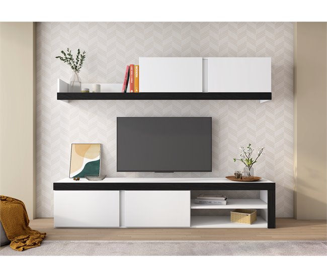 Mueble de Salón IDEM  - Módulos de Comedor - Mueble TV Salón - Conjunto de Muebles Blanco/ Beige