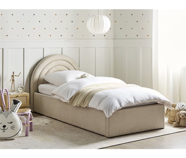 Beliani Cama infantil con almacenaje Poliéster ANET Beige