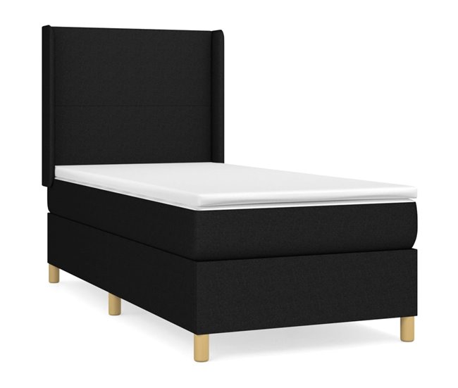 Conforama Cama box spring con colchón tela negro 80x200 cm Diseño plano
