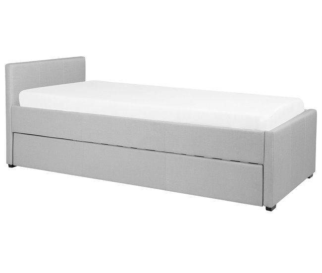 Beliani Cama con somier Poliéster MARMANDE 96x214 Azul Marino