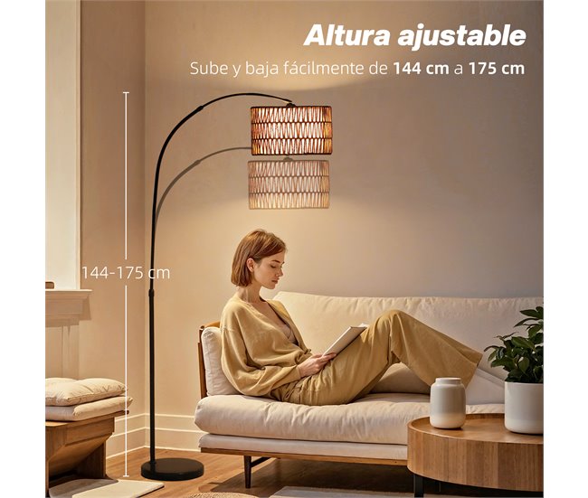 Lámpara de Pie Metal HOMCOM, hogar - iluminación Negro