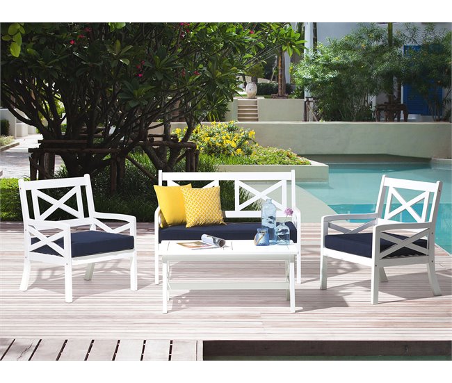 Beliani Banco Madera de acacia BALTIC Blanco