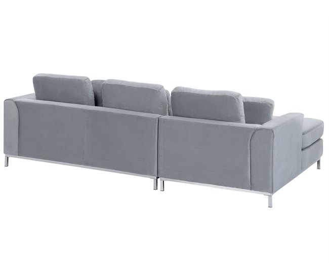 Beliani Sofá esquinero Terciopelo OSLO Gris