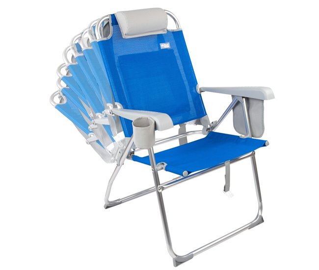 Aktive Pack 2 sillas playa plegables y multiposición asiento alto Azul