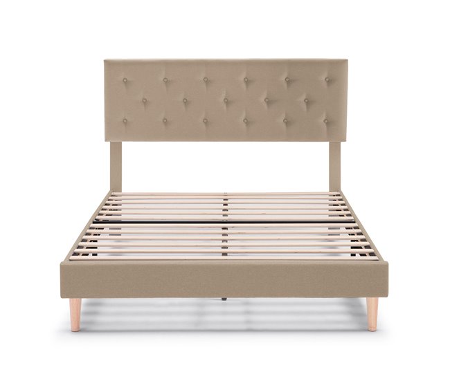 Estructura de cama tapizada Rosi 150x190 Beige