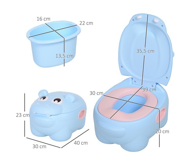 Orinal Infantil TPE, Plástico HOMCOM Azul