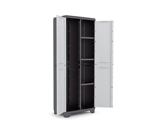 Armario resina exterior LINEAR escobero 173x68x39cm negro gris Negro/ Gris