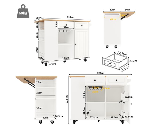 Armarios de Cocina 120 Blanco