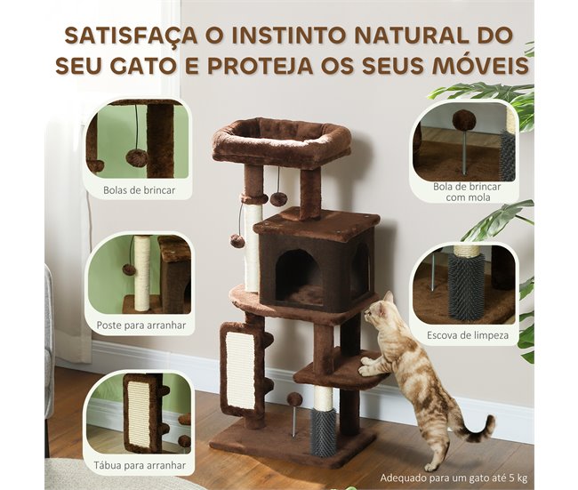 Árbol para Gatos Aglomerado de Madera PawHut Marron