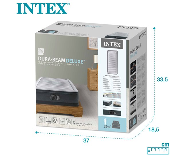 Colchón inflable INTEX 99X191X33 cm Gris