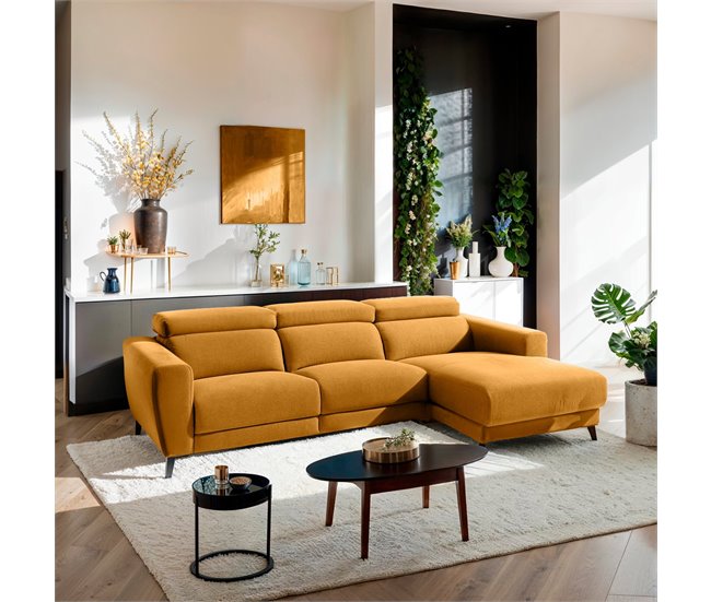 Chaise longue 4 plazas relax eléctrico DRAX derecho mostaza Mostaza