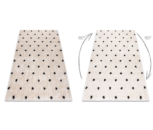 Alfombra FLUFFY 2370 shaggy puntos 180x270 Crema