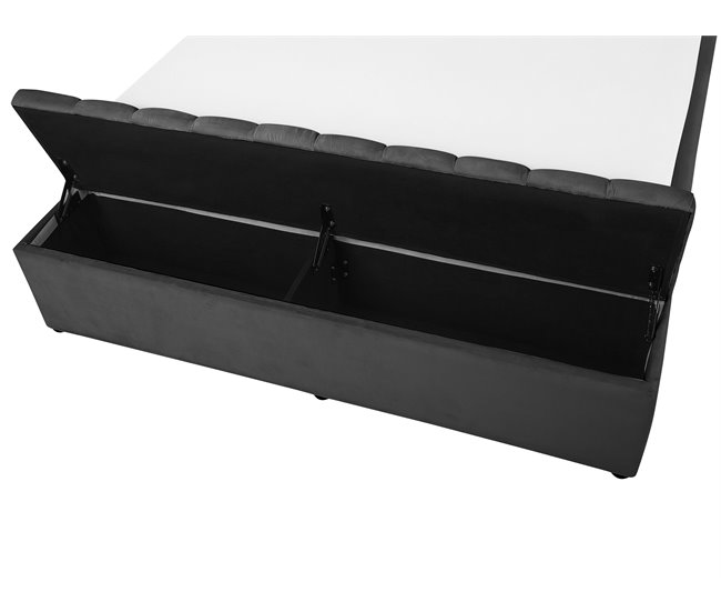 Beliani Cama con banco de almacenaje Terciopelo NOYERS 170x247 Gris