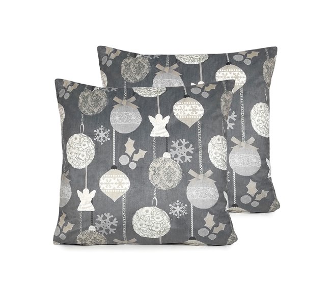 FUNDA DE COJIN DE TERCIOPELO DE NAVIDAD RUSTIC Gris