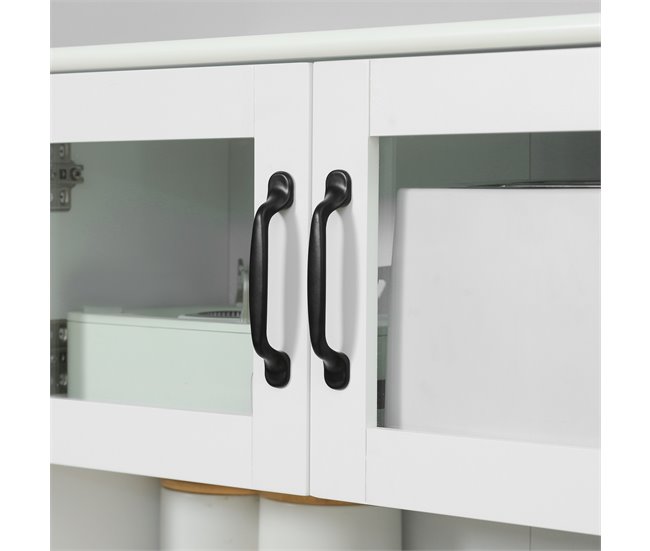 Alacena de Cocina MDF, Vidrio Templado HOMCOM, hogar - cocina Blanco
