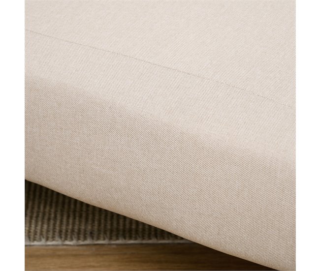 Sofá Cama Poliéster con Tacto de Lino, Madera de Caucho HOMCOM Crudo