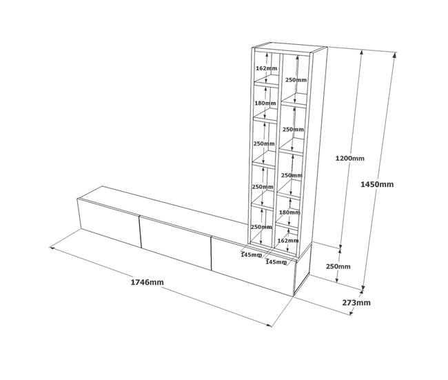 Mueble Para Tv Y Estantería Luvio Blanco