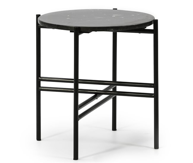Mesa Auxiliar Redonda Bombai, Marmol Negro Negro