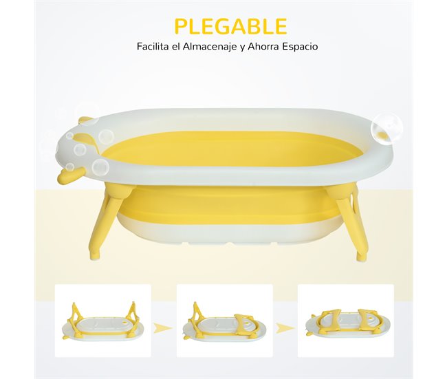 Bañera para Bebé Plegable PP, TPE HOMCOM Amarillo