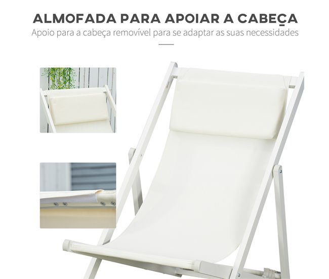Conjunto de 2 Tumbonas Aluminio, Texteline Outsunny Gris Claro