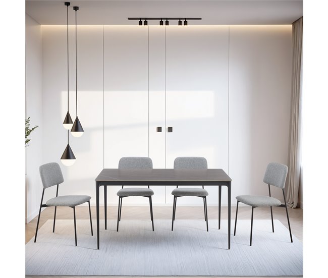 Set de comedor 1 mesa y 4 sillas gris STONE Gris