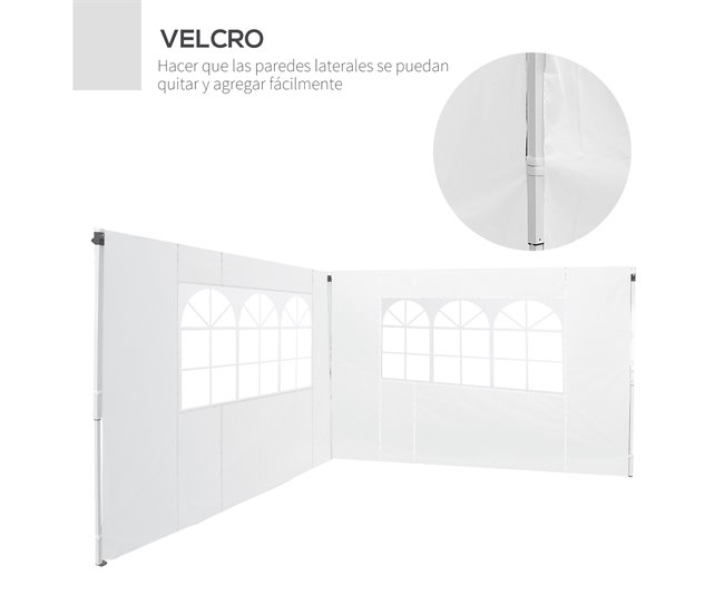 2 Paredes Parte Laterales Tela Oxford Outsunny 295x200 Blanco