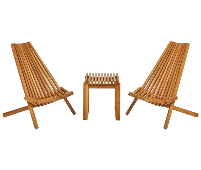 Beliani Conjunto de balcón BELLANO Madera Clara