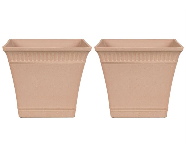 Beliani Conjunto de 2 macetas PSATHA Rosa Talco
