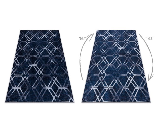 Alfombra lavable MIRO Geométrico enjerado 160x220 Azul Marino