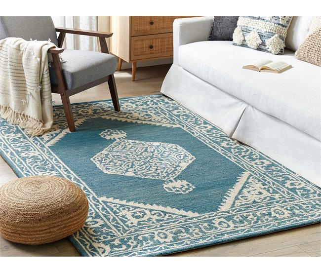 Beliani Alfombra de pelo corto GEVAS 140x200 Azul
