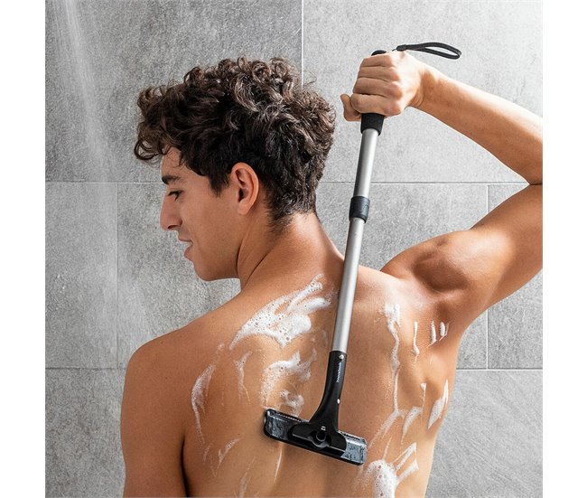 Afeitadora de Espalda y Cuerpo con Mango Extensible Negro