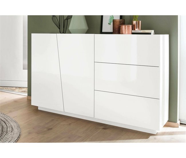 Aparador efecto madera 140 Blanco Brillo