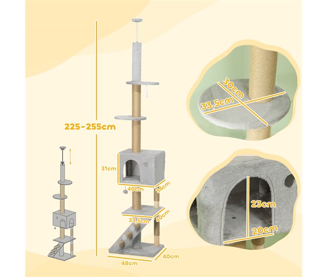 Árbol para Gatos Aglomerado de Madera PawHut Gris