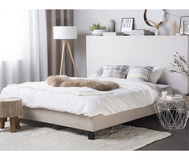 Beliani Cama con somier Poliéster ROANNE 149x211 Beige
