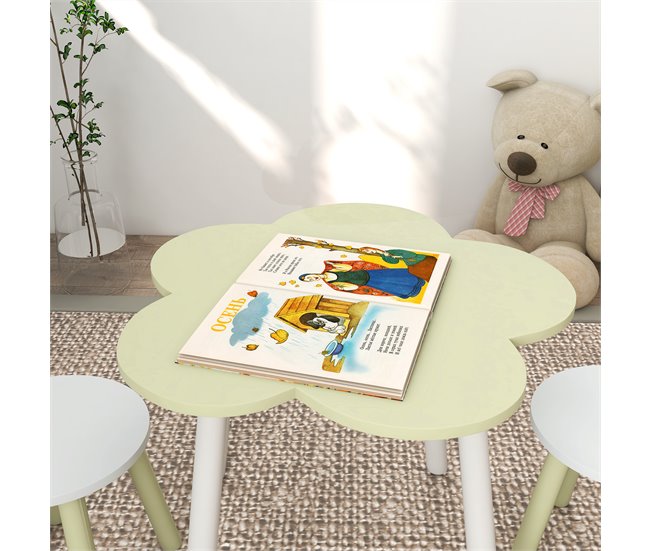 Mesa para Niños MDF, Madera de Pino ZONEKIZ 59x59 Amarillo