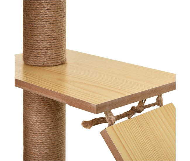 Árbol para Gatos Melamina de Madera, Yute, Poliéster PawHut Amarillo