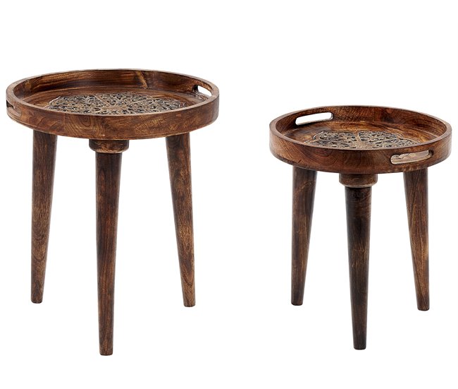 Beliani Conjunto de mesas ASTAI Marron