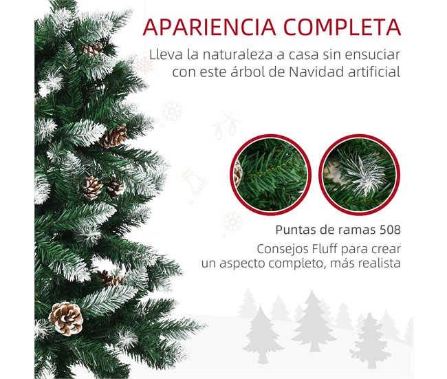 Árbol de Navidad Plástico, Acero HOMCOM, hogar - decoración Verde