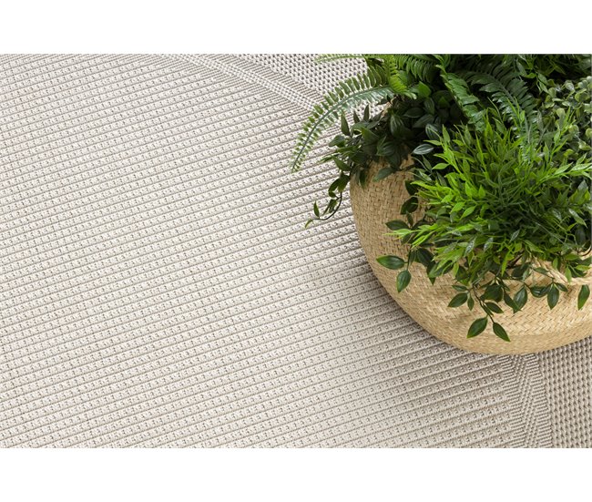 Alfombra MIMO 5979 circulo sisal exterior marco 200x200 Crema