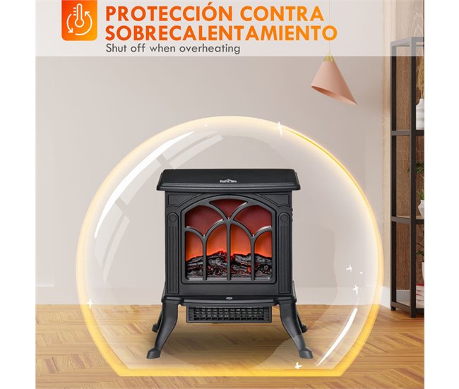 Chimenea Eléctrica Metal, Plástico HOMCOM, hogar - climatización Negro